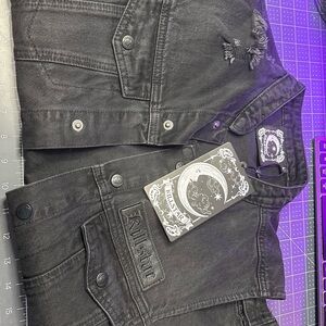 Killstar black denim knight rider vest Size L NWT